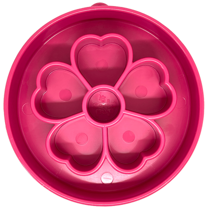 Pink Flower eBowl Deep Slow Feeder Dog Bowl with segmented chambers for healthier eating and enrichment