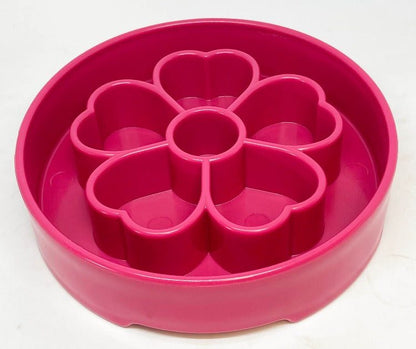 Pink Flower eBowl Deep Slow Feeder Dog Bowl for healthier eating and enrichment
