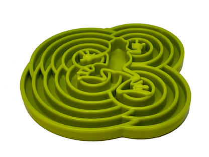 Green Water Frog eTray slow feeder dog bowl with textured maze design for mental enrichment and anxiety relief