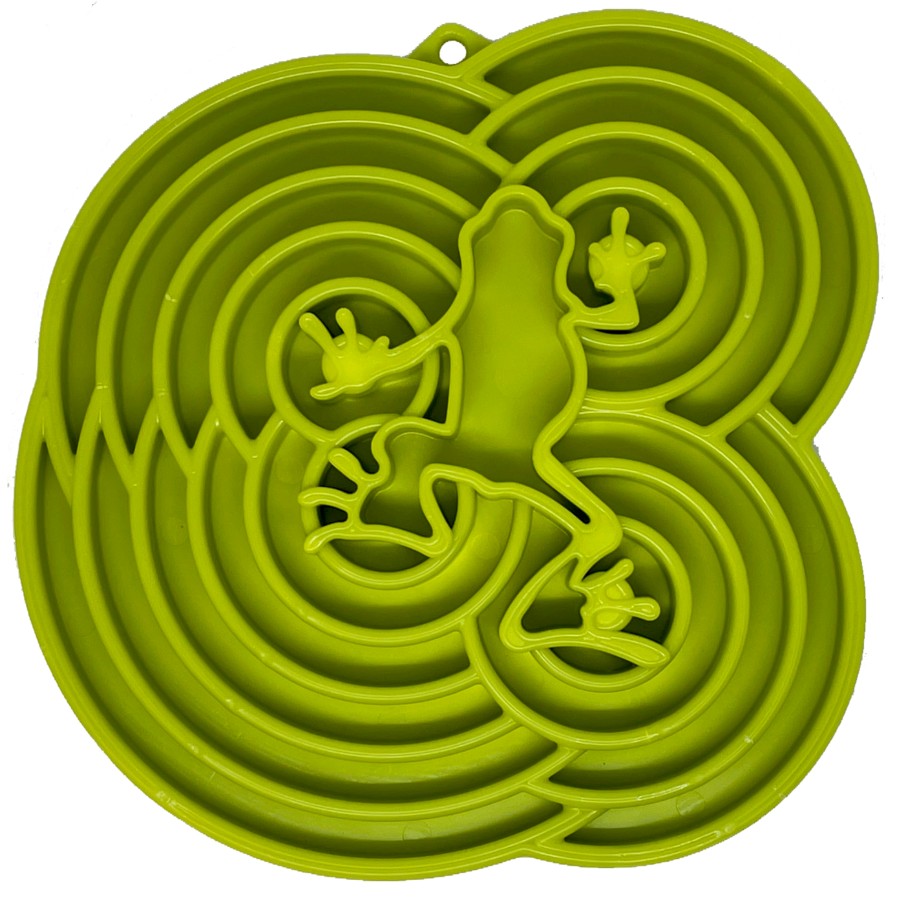 Water Frog eTray slow feeder dog bowl with frog design, green USA-made enrichment tray for mental stimulation and slower eating