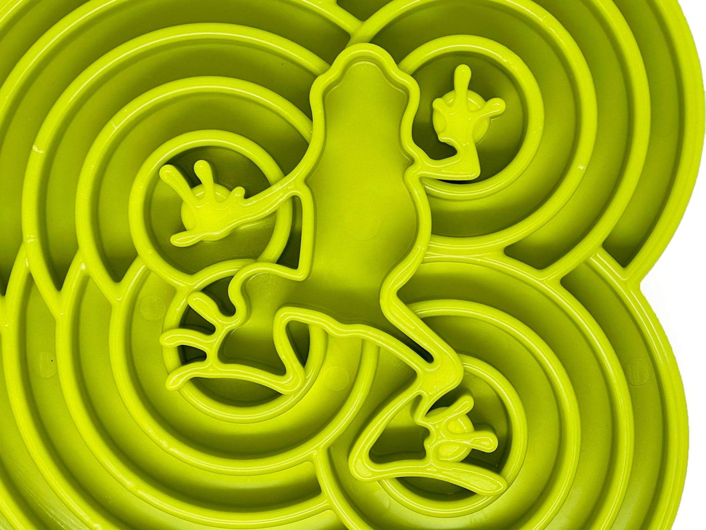 Green Water Frog eTray slow feeder dog bowl with textured feeding channels for enrichment and anxiety relief