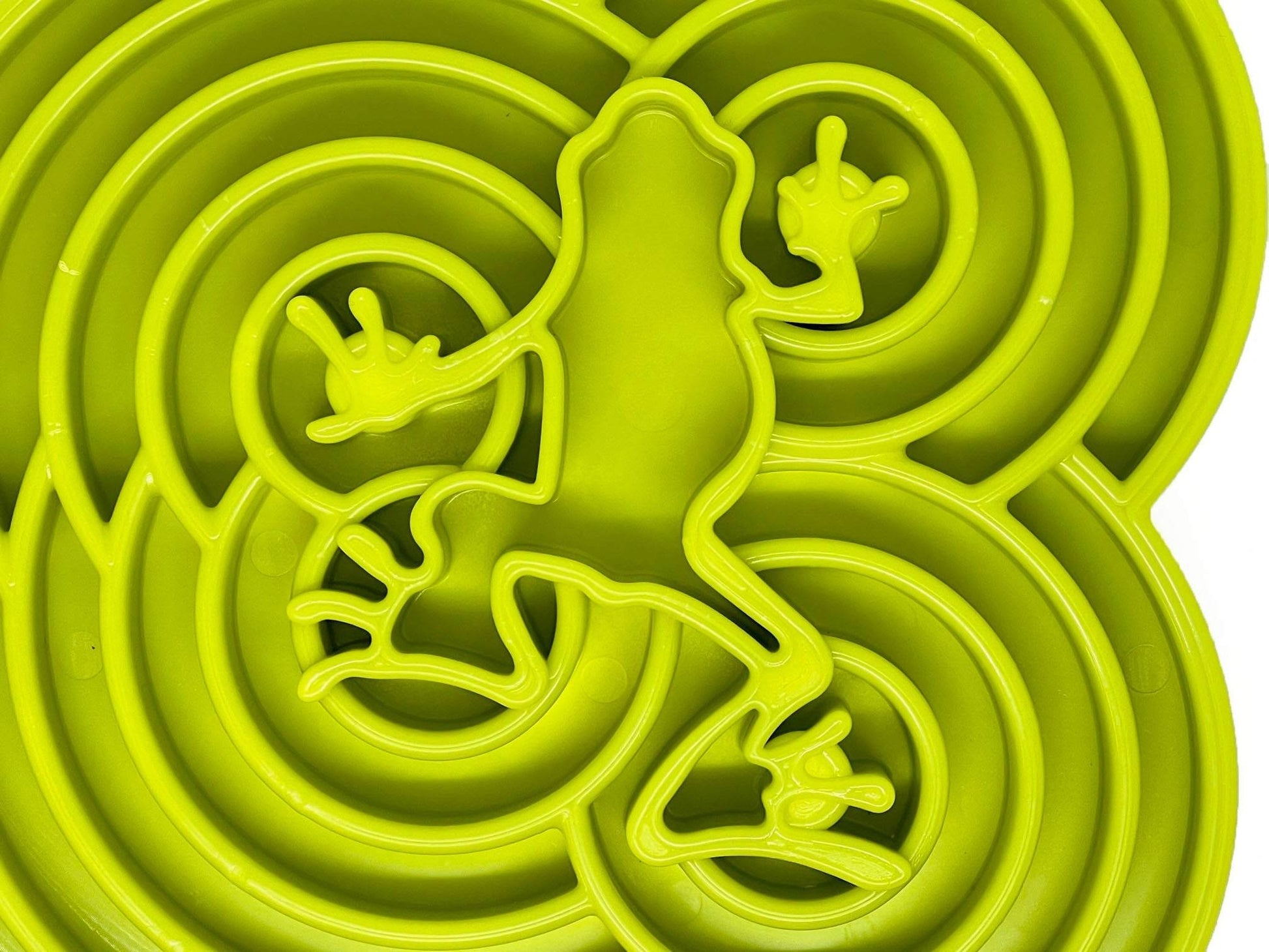 Green Water Frog eTray slow feeder dog bowl with textured feeding channels for enrichment and anxiety relief