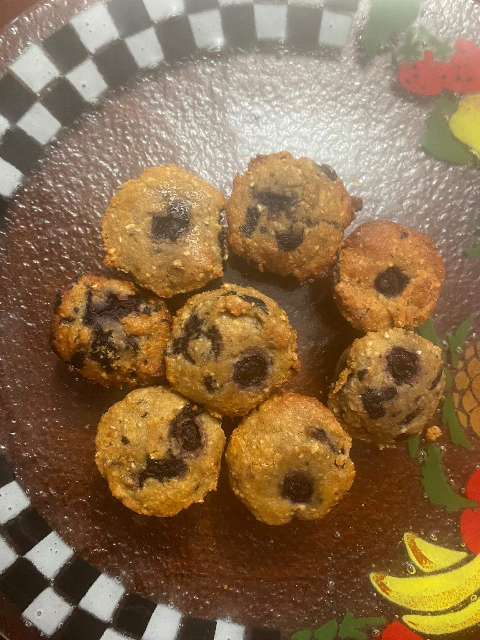 Blueberry muffins dog treats with organic ingredients on decorative plate