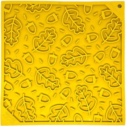 Yellow Autumn eMat for Dogs and Cats with raised fall leaves and acorns textured surface