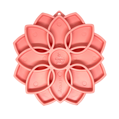 Mandala Softie eTray shallow slow feeder dog bowl with suction cups pink USA made