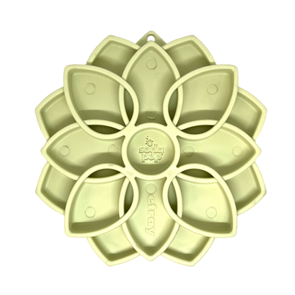 Mandala Softie eTray shallow slow feeder dog bowl with suction cups, USA made, flower-shaped lick mat for calming and mental enrichment