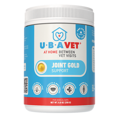 UBAVET Joint Gold Support Powder for dogs and cats, 8.8 oz, improving joint mobility and reducing inflammation