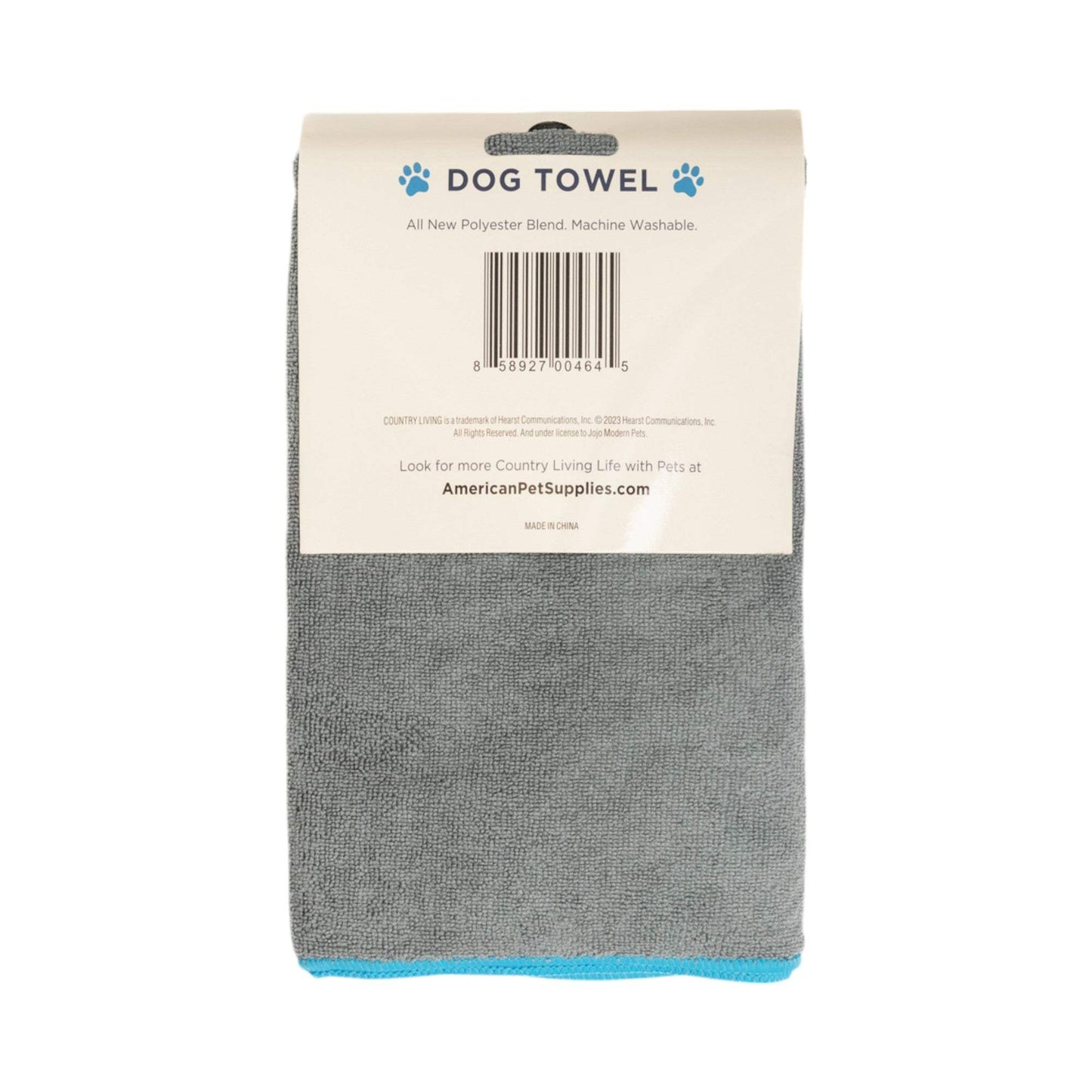 Country Living Large Gray Microfiber Dog Bath Towel with Paw Print