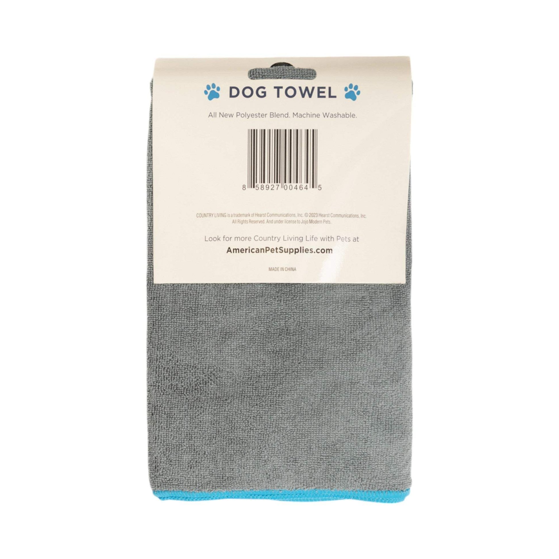 Country Living Large Gray Microfiber Dog Bath Towel with Paw Print