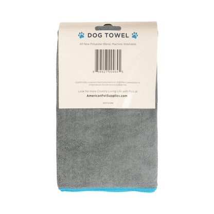 Country Living Large Gray Microfiber Dog Bath Towel with Paw Print