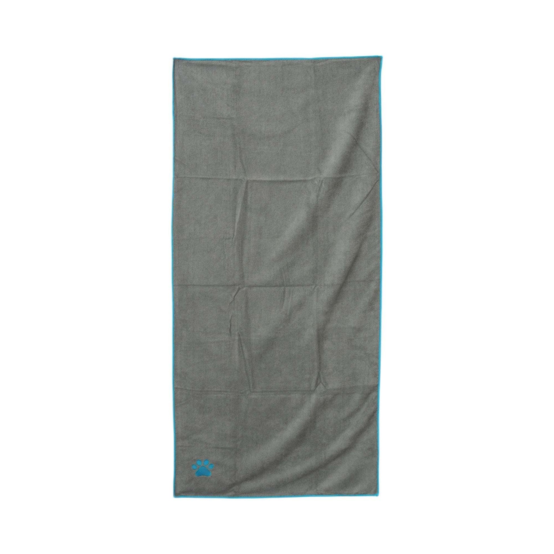 Country Living Large Gray Microfiber Dog Bath Towel with Paw Print