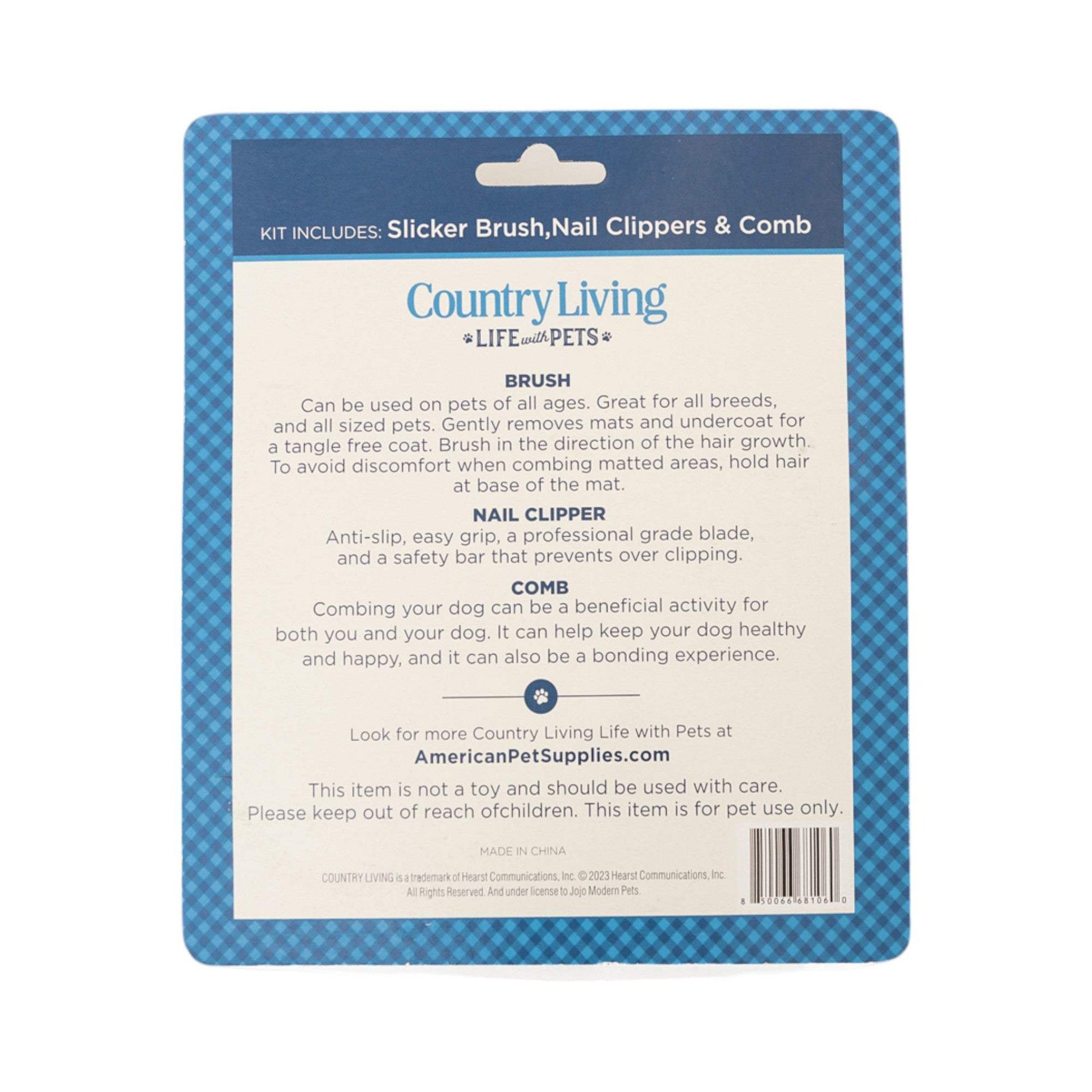 Country Living All-in-One 3-Piece Dog Grooming Kit for a Healthy Coat