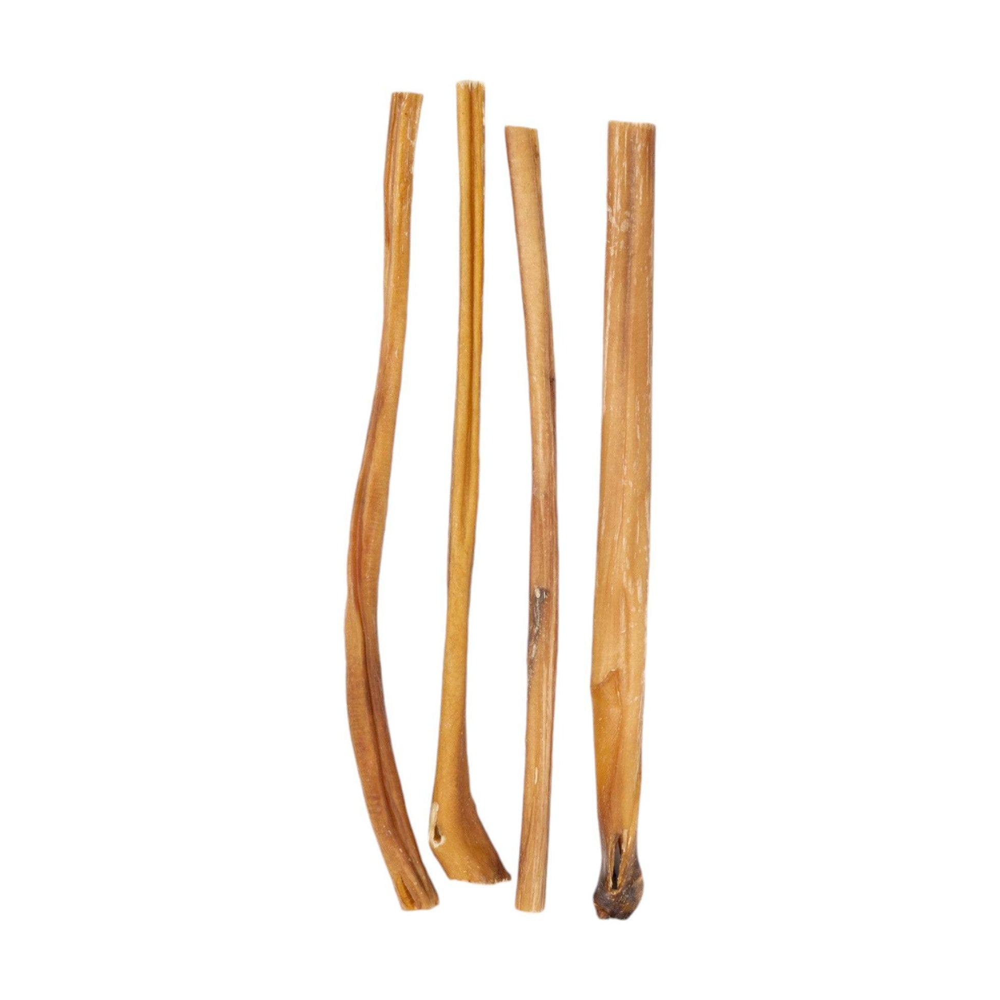 Natural 12-inch beef bully stick dog treats, high-protein, odor-free, and digestible chew sticks for dental health, 4-pack