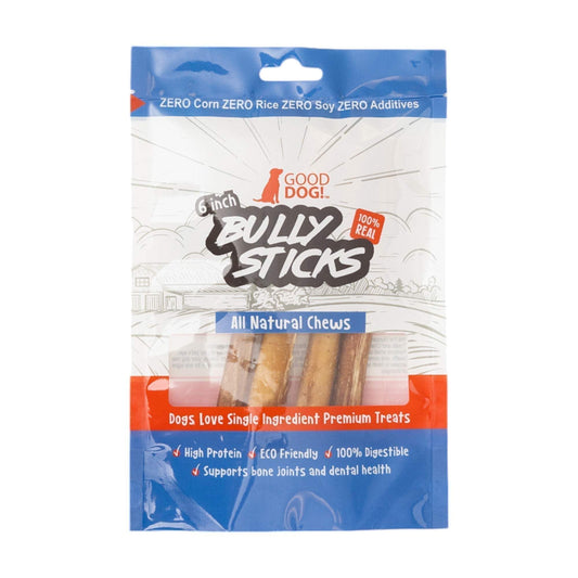 All-Natural Beef Bully Sticks dog treats 6-inch high protein single ingredient chew pack