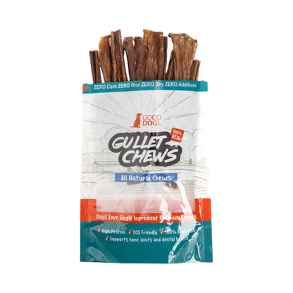 All-Natural Beef Gullet Stick dog treats in resealable pack, 6-inch healthy chews for dental and joint support