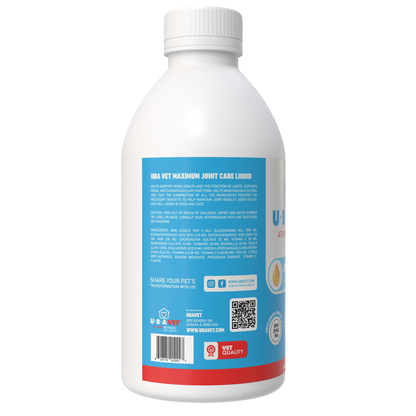 UBAVET Joint Power MEG Maximum Joint Support Liquid bottle for dogs and cats promoting joint health and mobility