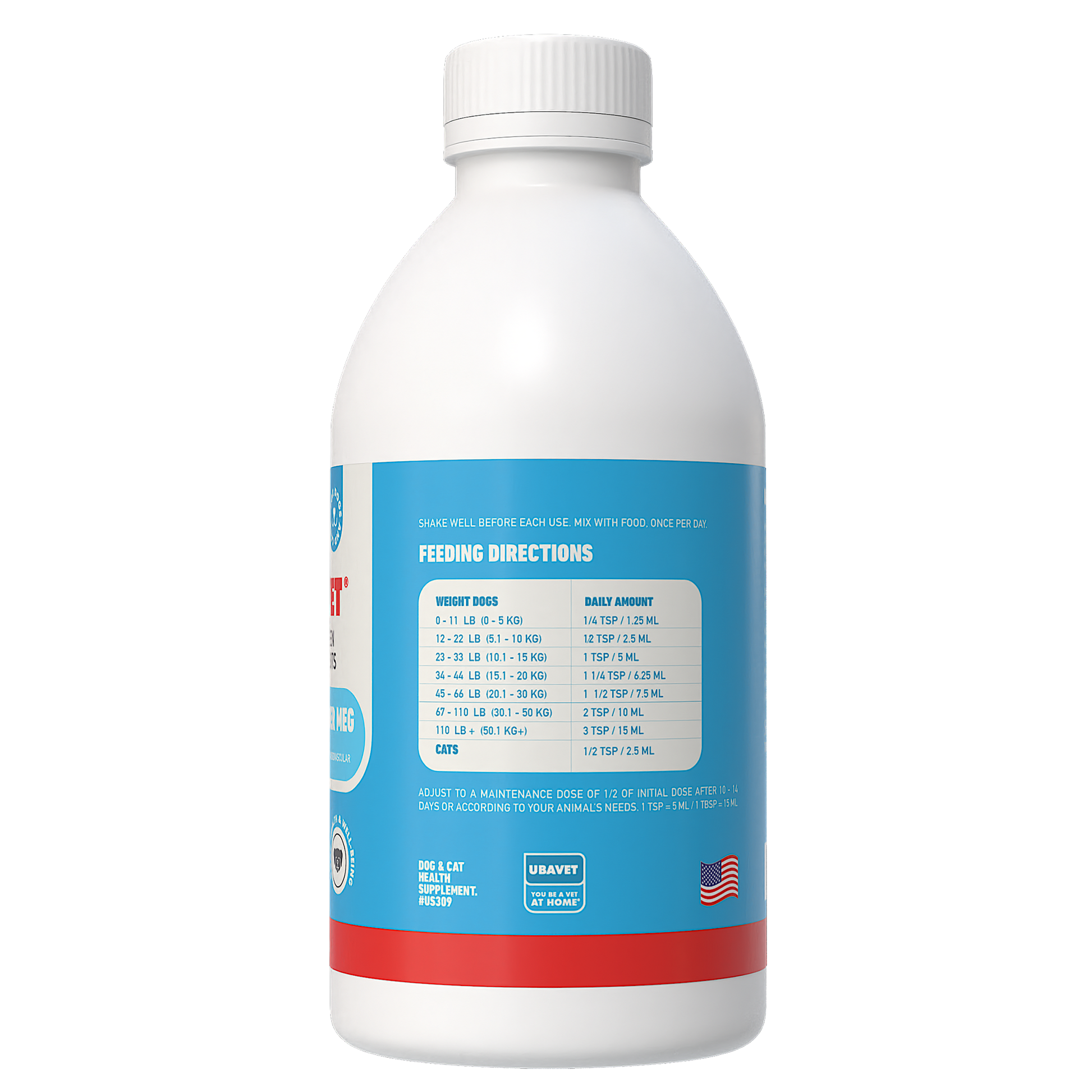 UBAVET Joint Power MEG liquid supplement for dogs and cats promoting joint health and mobility
