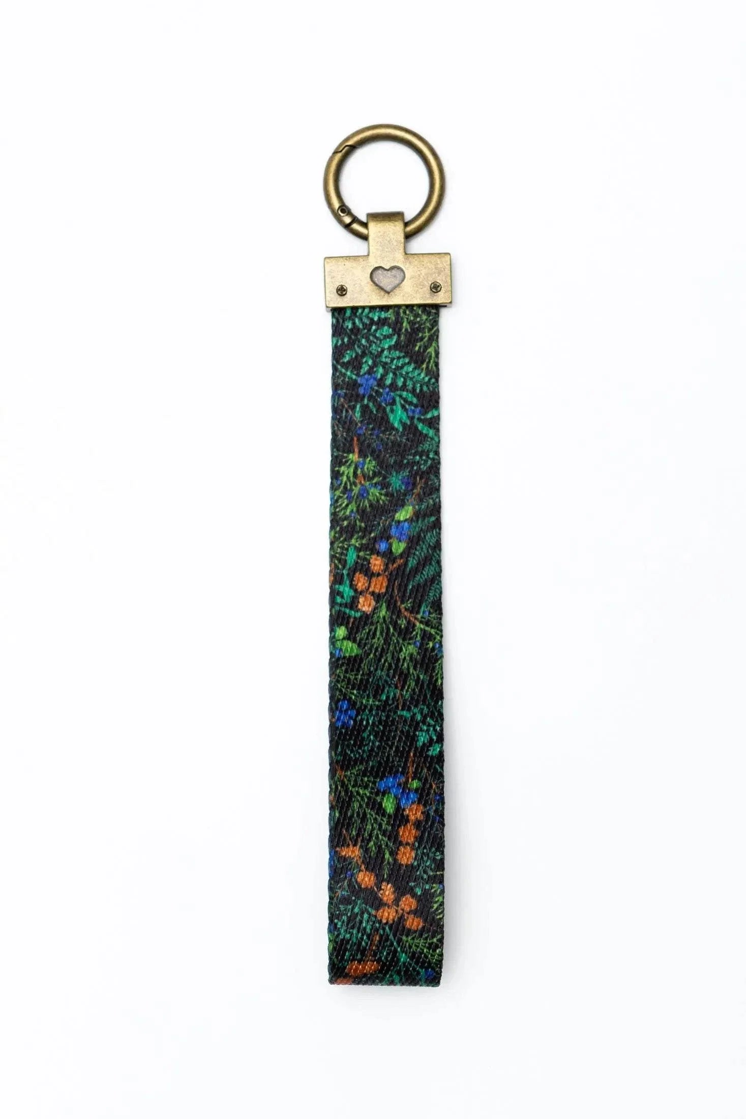 Magical Fern Forest dog bandana and matching wristlet keychain with fern pattern and heart detail