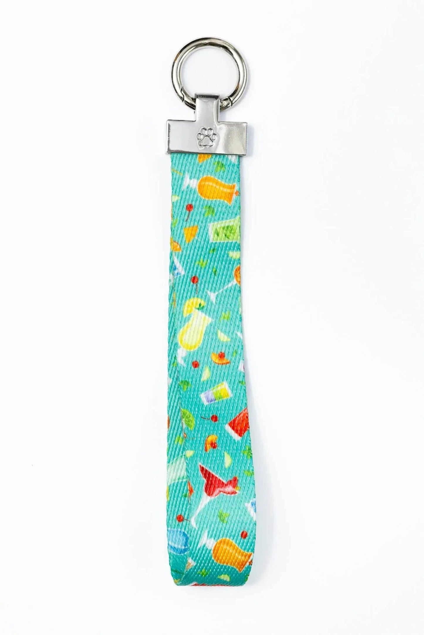 Seaside Sips Seaside Sips Dog Bandana & Matching Keychain, Summer Beach Accessorieskeychain with tropical drink pattern and paw print charm