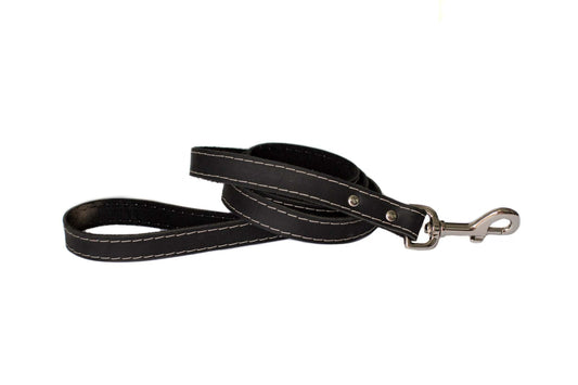 Pro Line Hunting Midnight Black Leather Leash made of full-grain American leather with European steel clasp