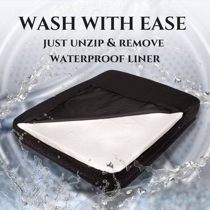Luxury orthopedic dog bed with memory foam, plush boucle cover, and raised bolsters for joint support and comfort.