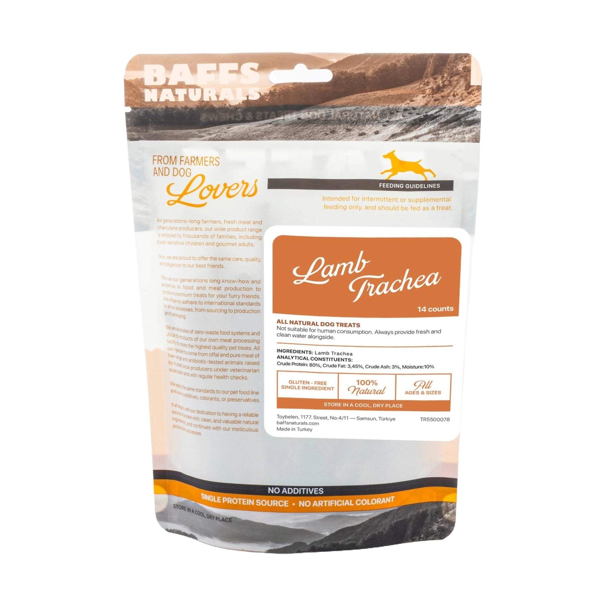 BAFFS NATURALS All-Natural Premium Lamb Trachea Dog Chews – 2 Pack 