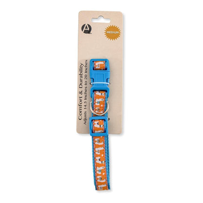 Nylon Dog Collar with Embroidered Llama Design - Adjustable Secure Fit
