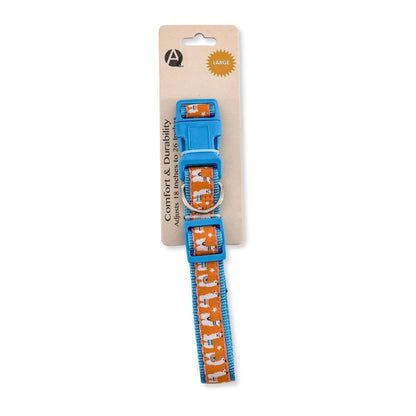 Nylon Dog Collar with Embroidered Llama Design - Adjustable Secure Fit