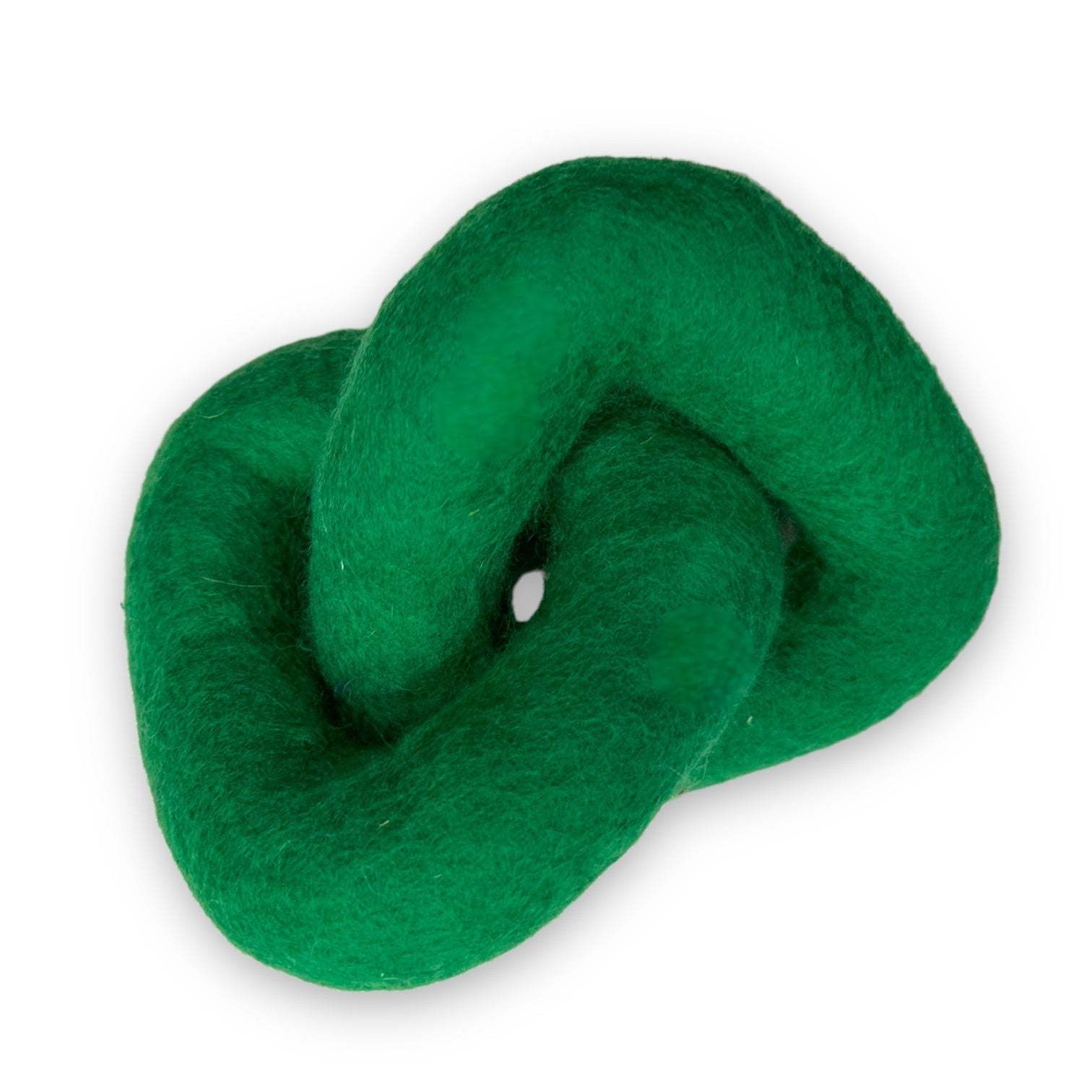 Green Loop Felt Dog Toy made from durable wool blend, perfect for tug, chew, and fetch.