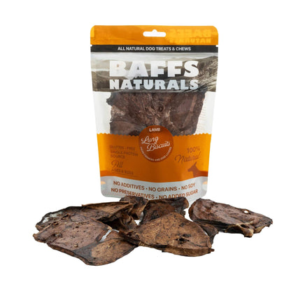 BAFFS NATURALS all-natural premium lamb lung dog biscuits in resealable 2-pack with crunchy, protein-rich treats
