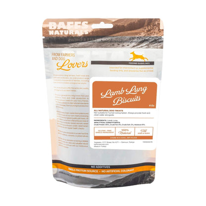 BAFFS NATURALS all-natural lamb lung dog biscuits, high-protein, low-fat, crunchy treats in resealable pack