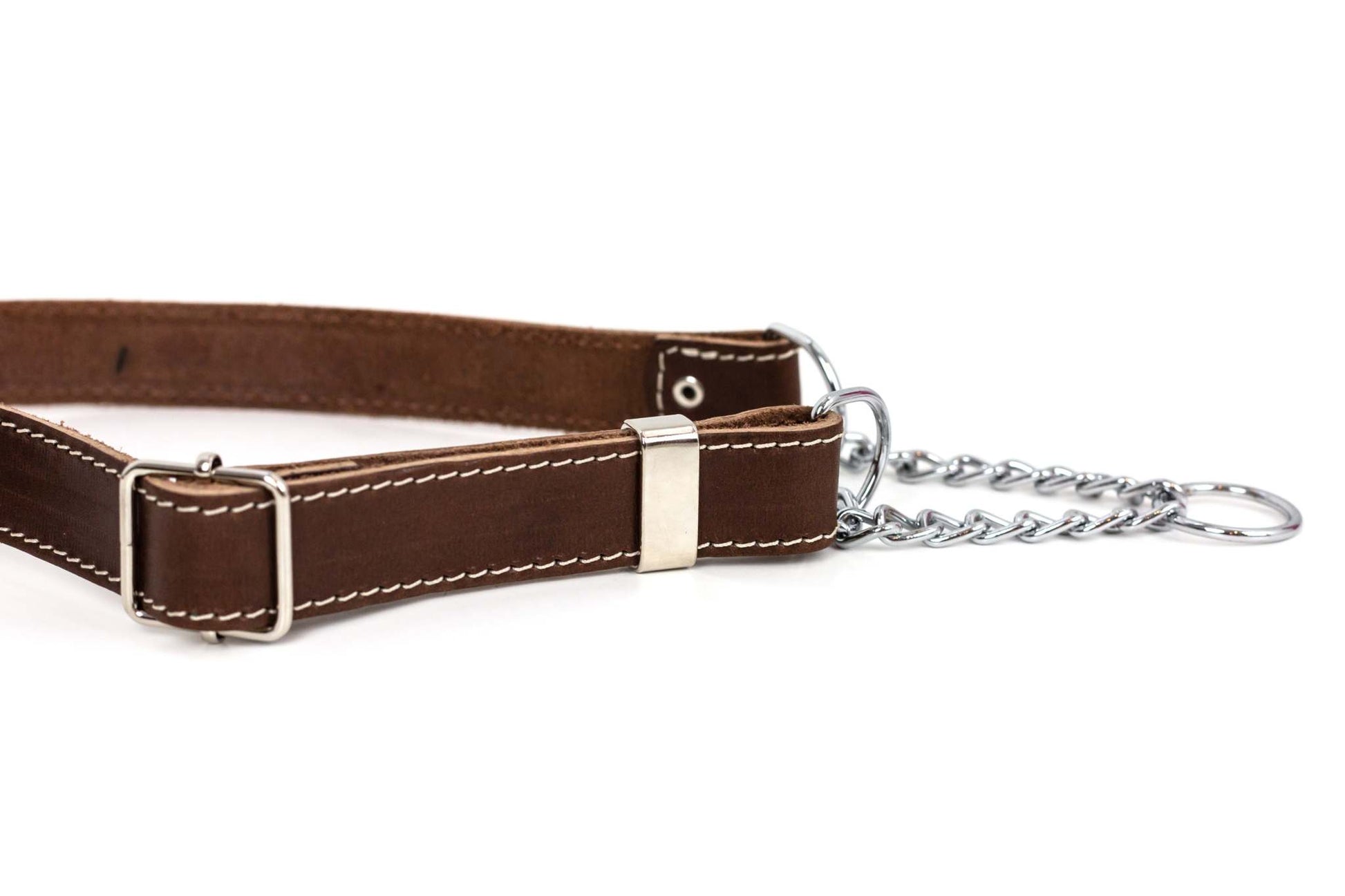 Martingale Chocolate Leather Dog Collar - Durable Full-Grain Leather