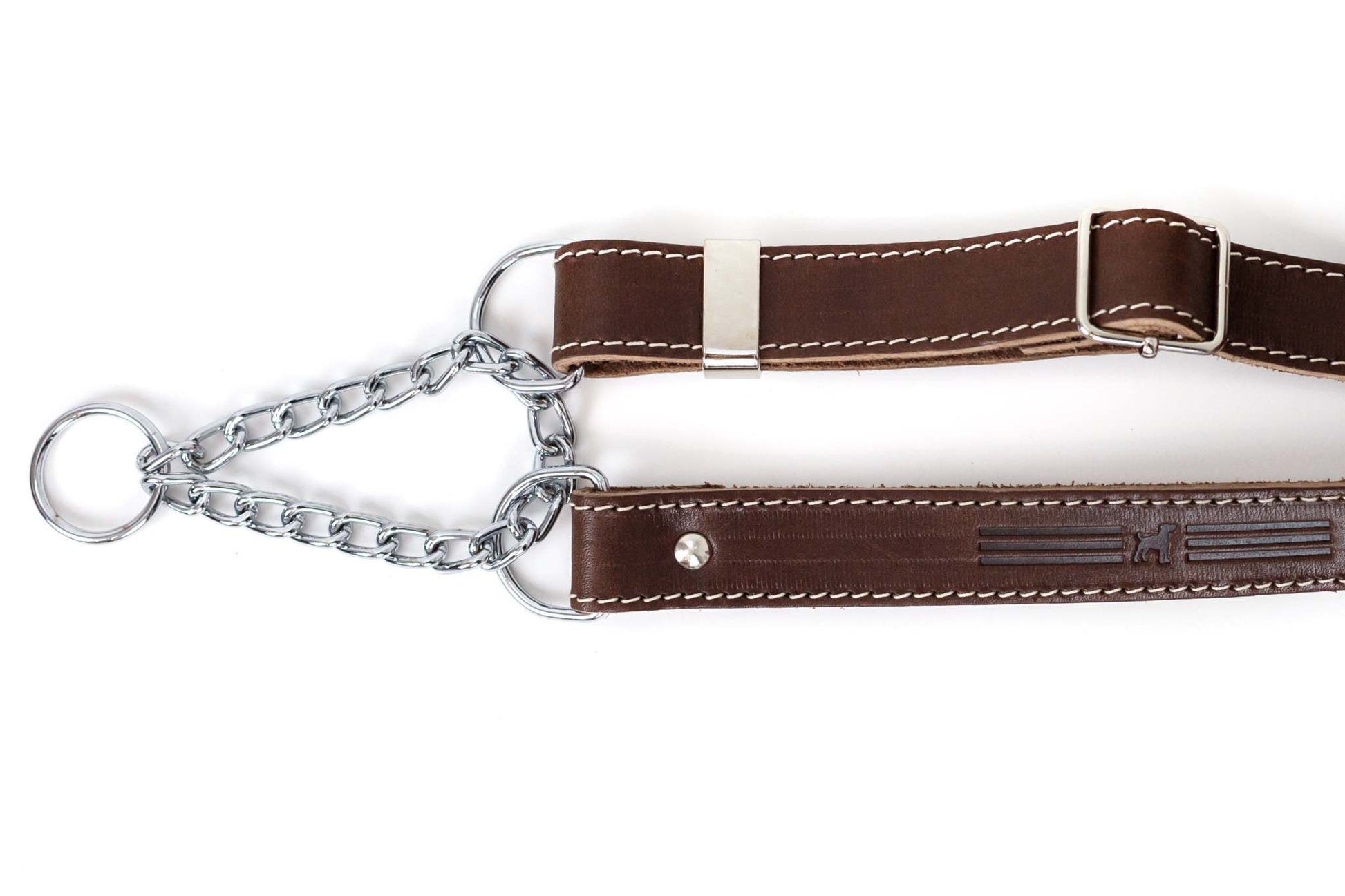 Martingale Chocolate Leather Dog Collar - Durable Full-Grain Leather