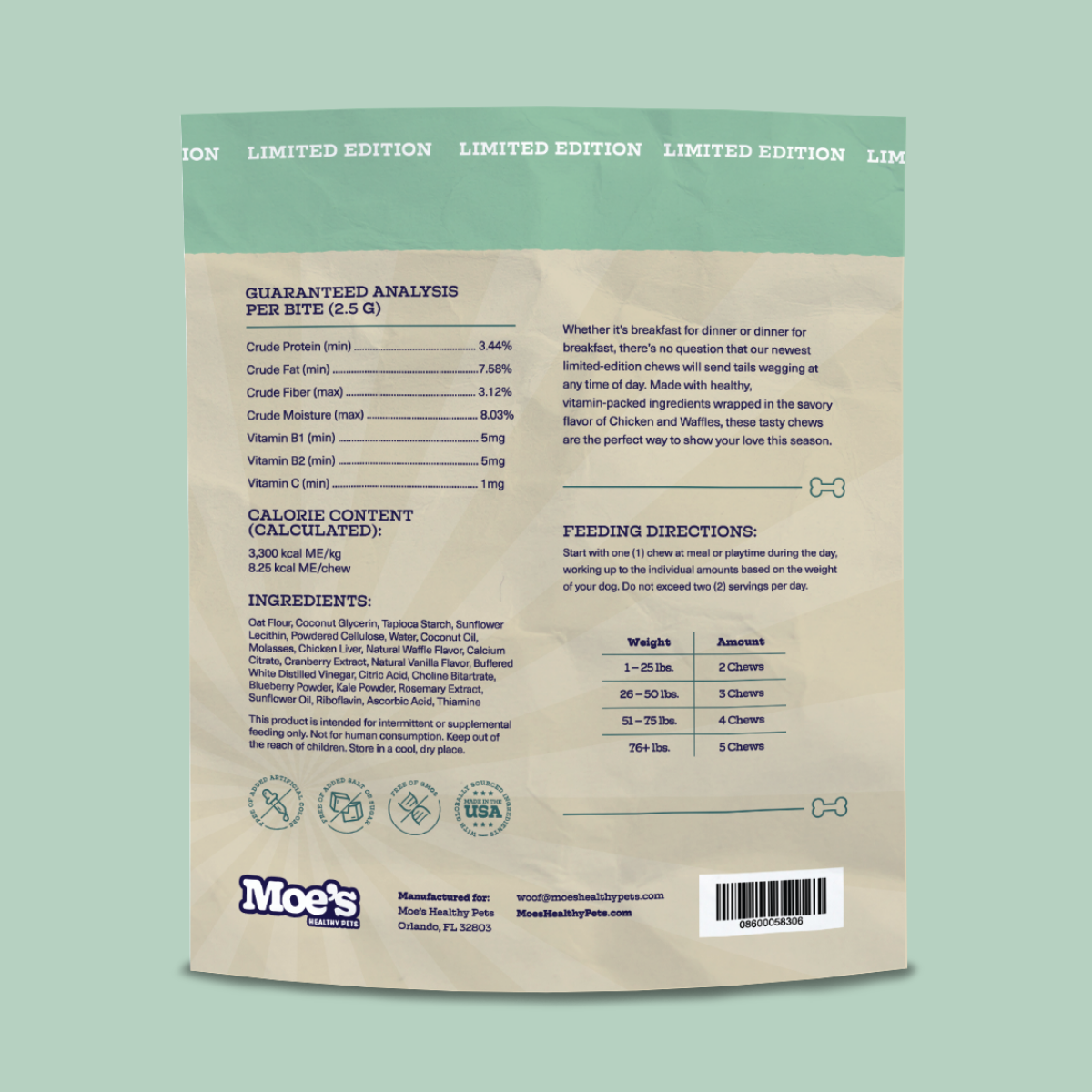Chicken and Waffles Chews - Healthy Dog Treats with Flavor & Nutrition