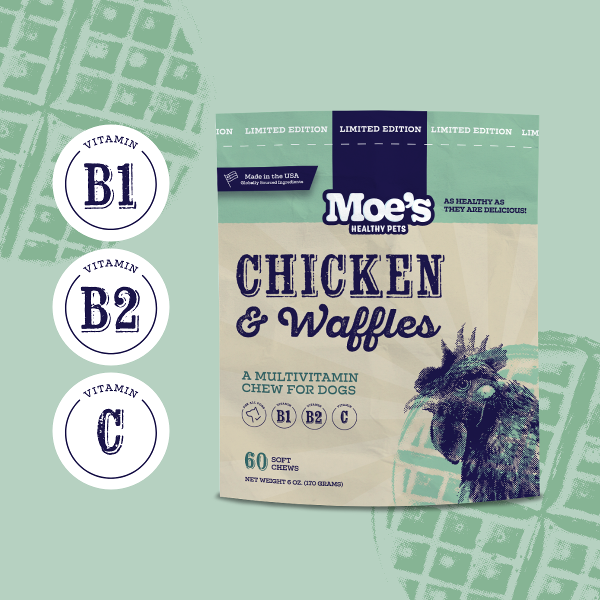 Chicken and Waffles Chews - Healthy Dog Treats with Flavor & Nutrition