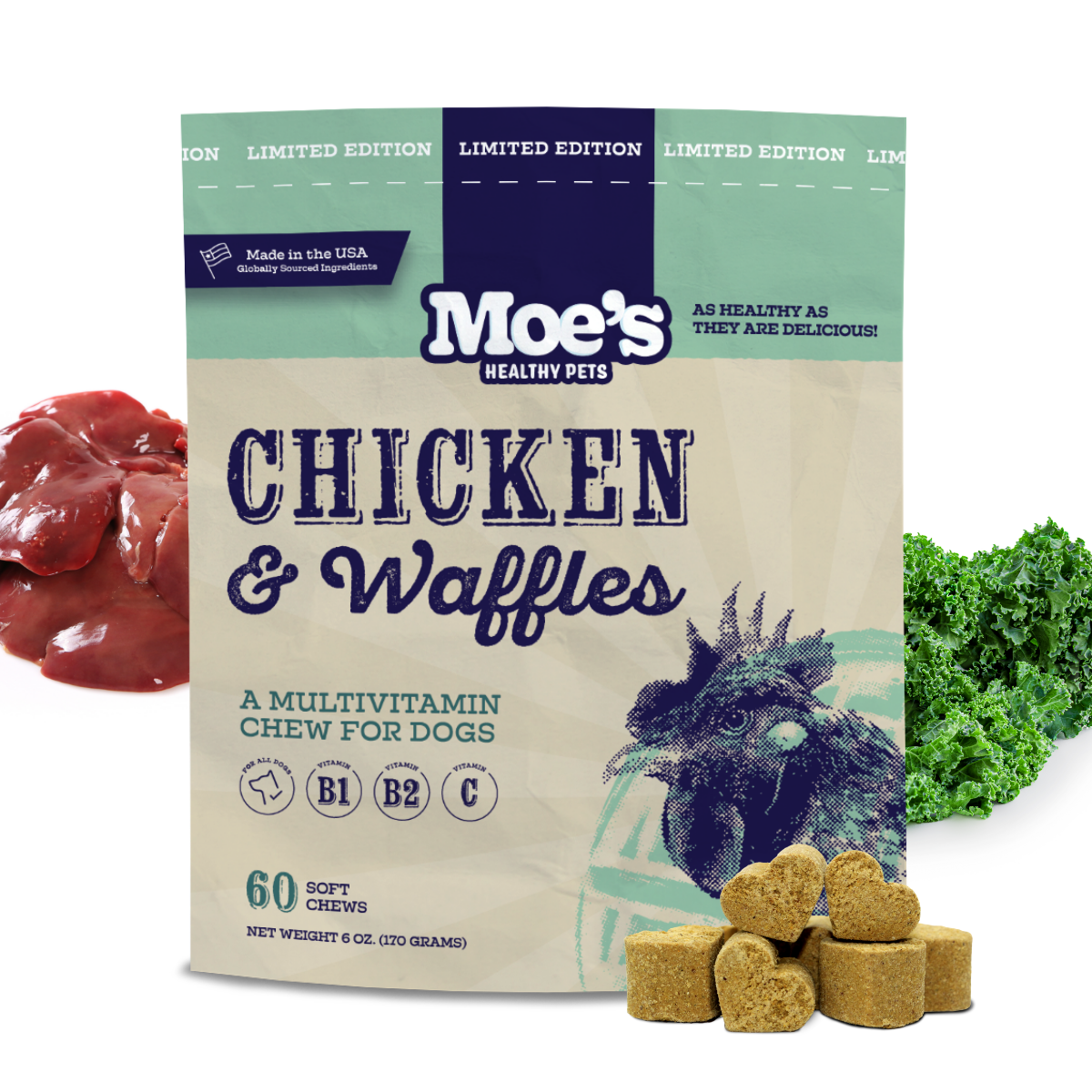 Chicken and Waffles Chews - Healthy Dog Treats with Flavor & Nutrition