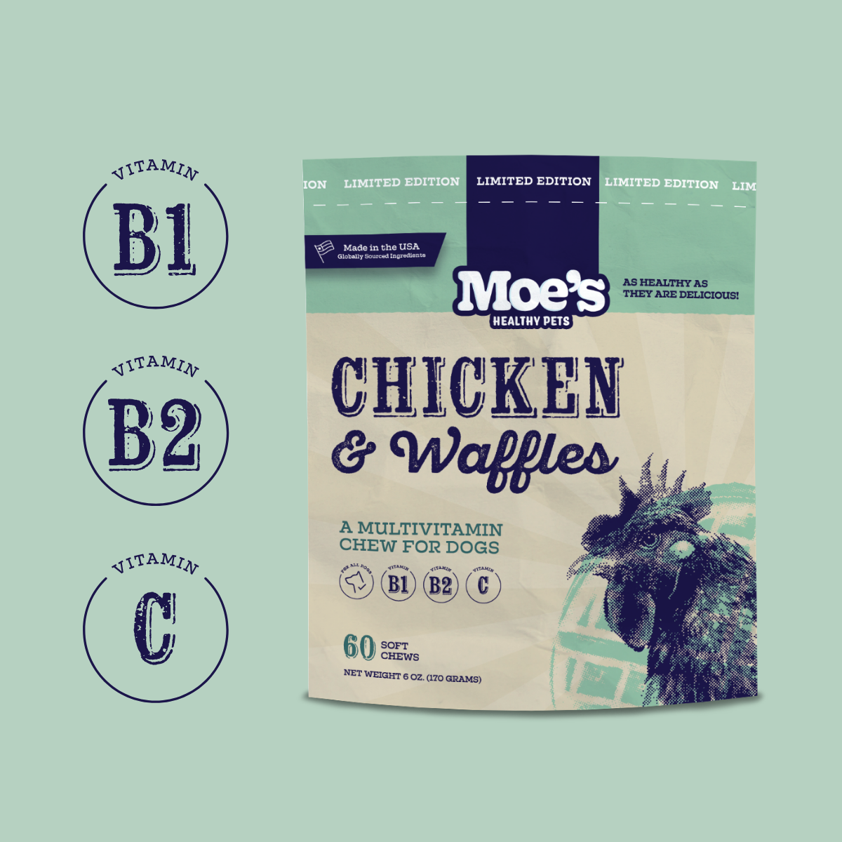 Chicken and Waffles Chews - Healthy Dog Treats with Flavor & Nutrition