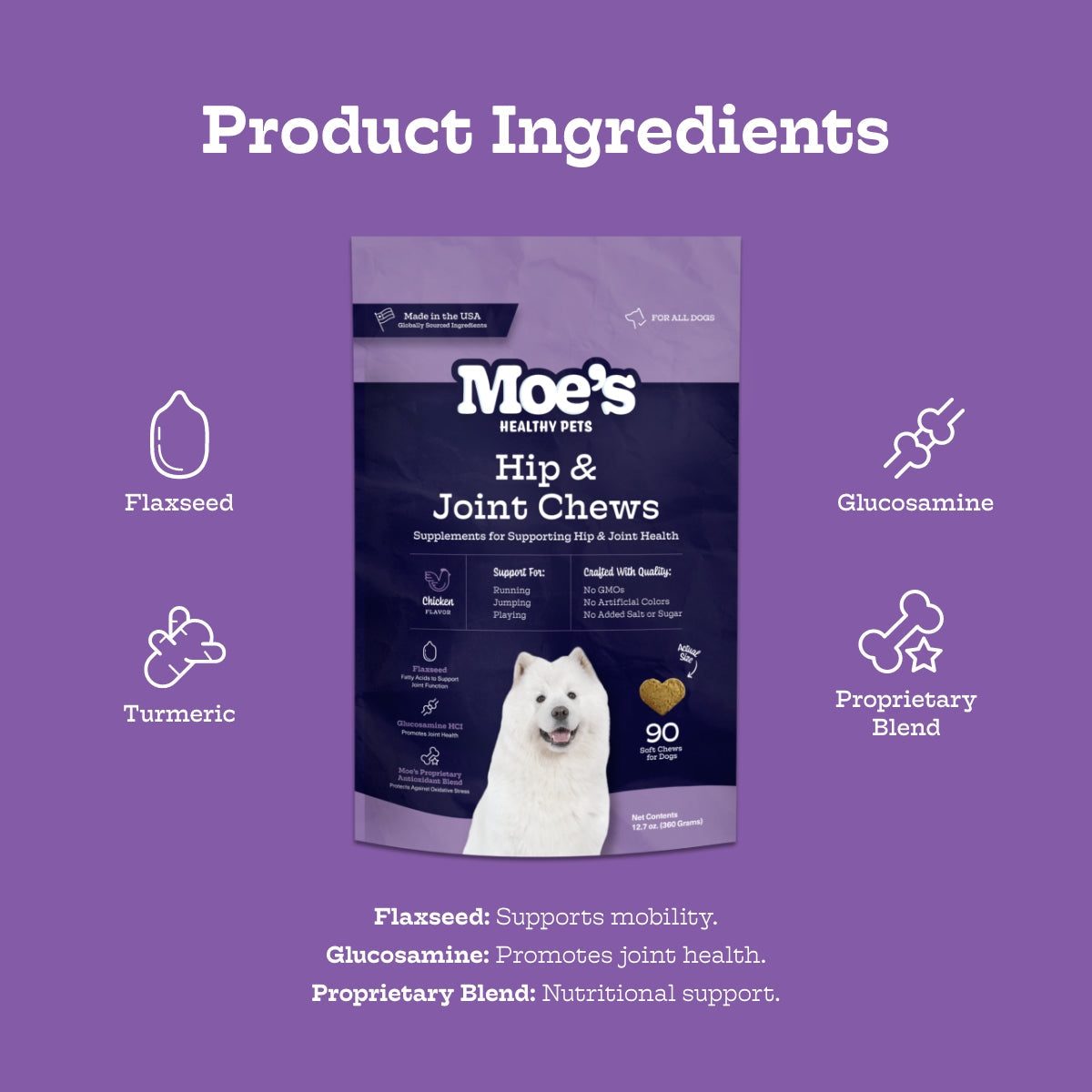 Hip and Joint Chews for dogs with glucosamine and chondroitin for joint health