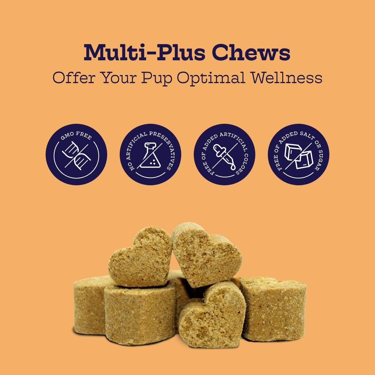 Multi-Plus Chews multivitamin supplement for dogs with vitamins, omega-3s, glucosamine, chondroitin, and probiotics