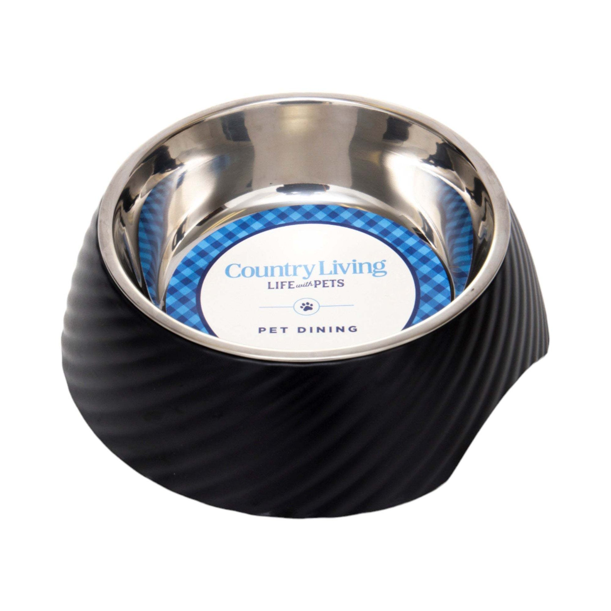 Country Living - 2 Round Twill Melamine Dog Bowls Removable Inserts