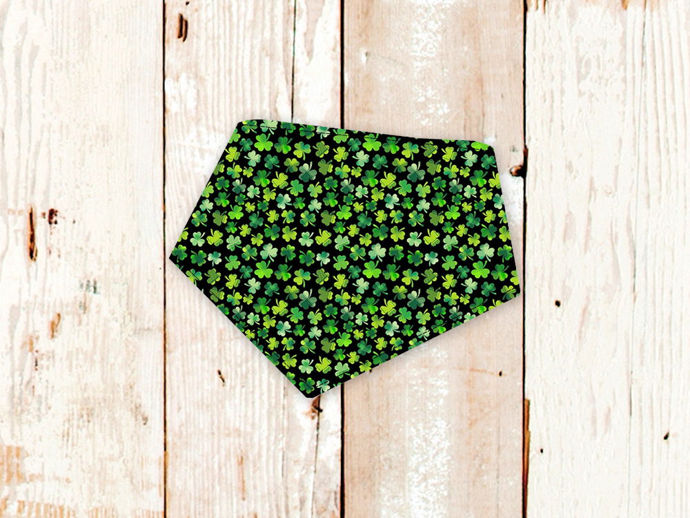 Mini Clovers Dog Bandana with adjustable snap closures and flannel backing for dogs