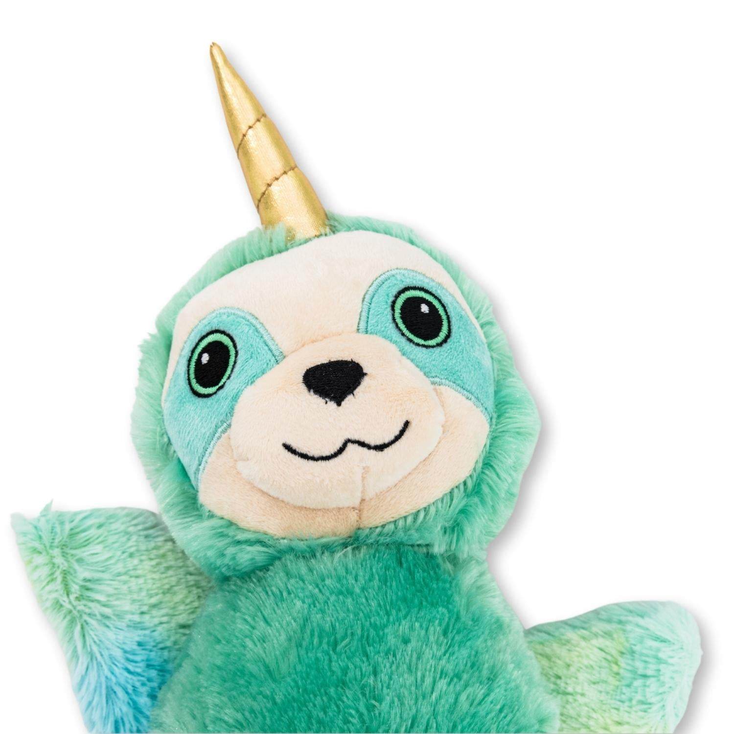 Mystical Mint Winged Sloth Plush Dog Toy – Squeaker Crinkle Paper Fun