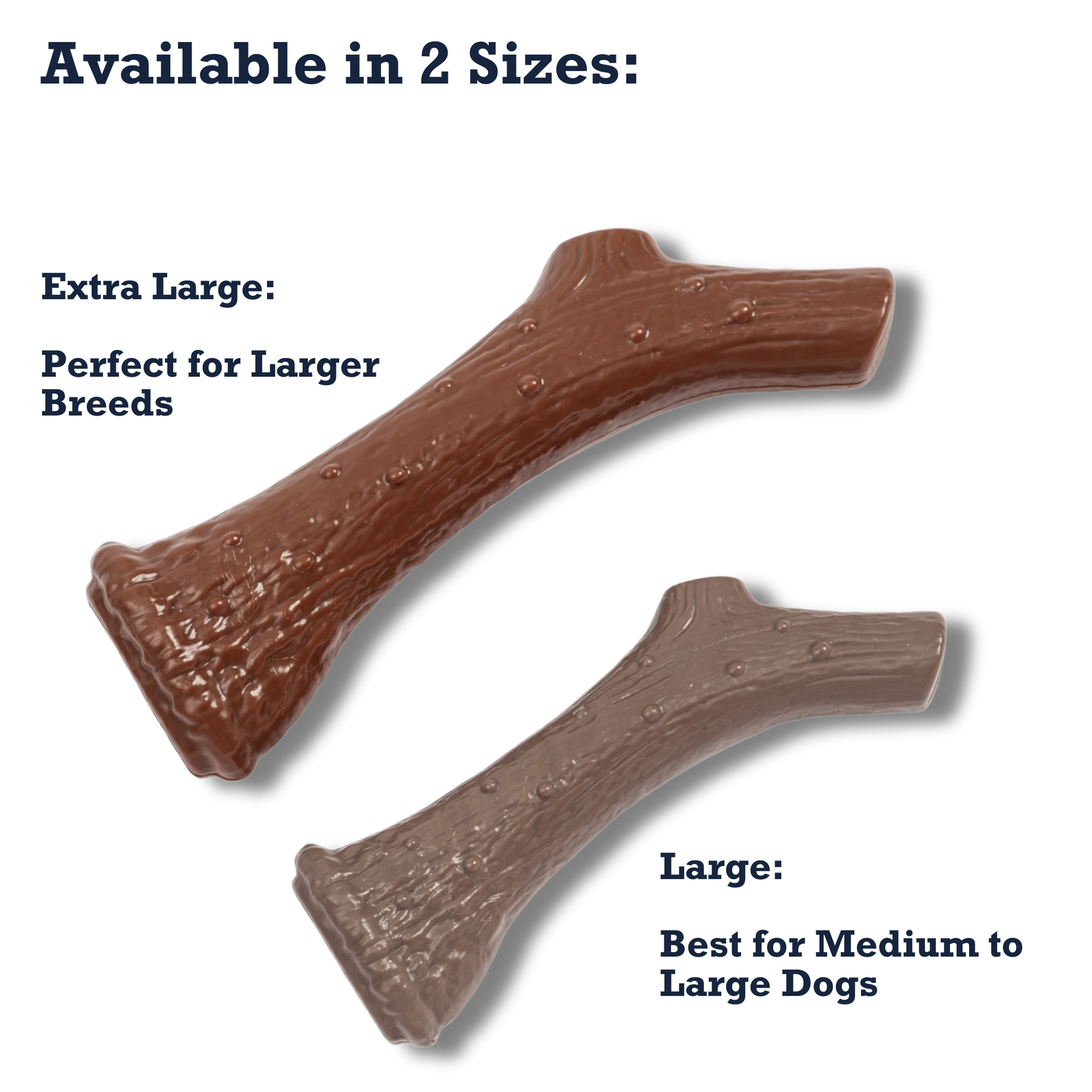 Country Living Nylon Antler dog chew toys in large and extra large sizes with natural chicken flavor for durable, dental-healthy chewing