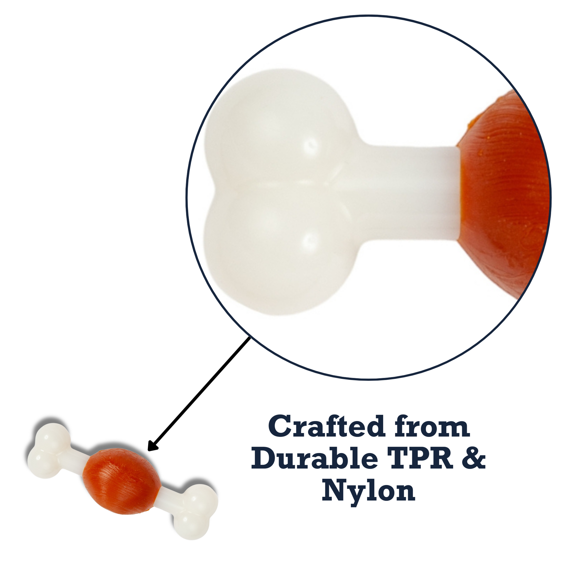 Country Living Bone Dog Chew Toy made of durable TPR and nylon, beef-flavored, designed for small dogs and dental health.