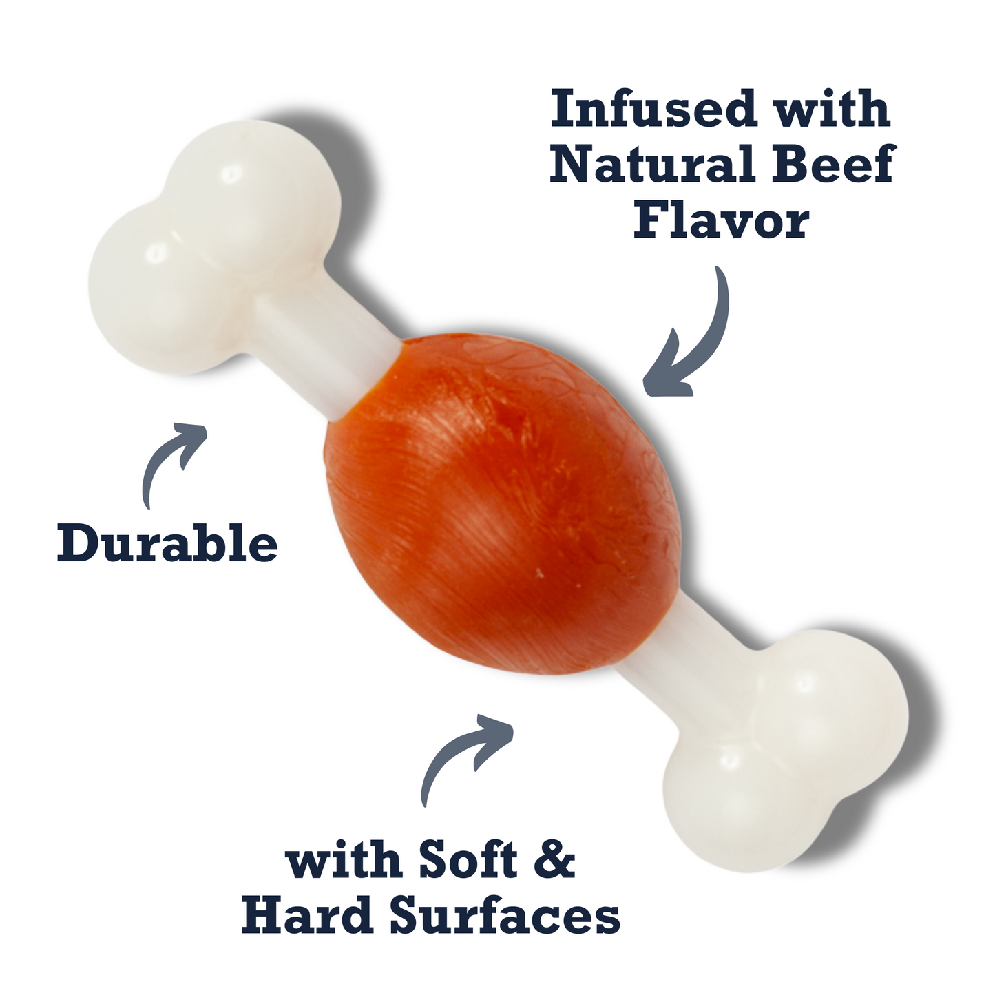 Country Living Bone Dog Chew Toy with beef flavor, durable TPR and nylon, soft and hard surfaces for small dogs