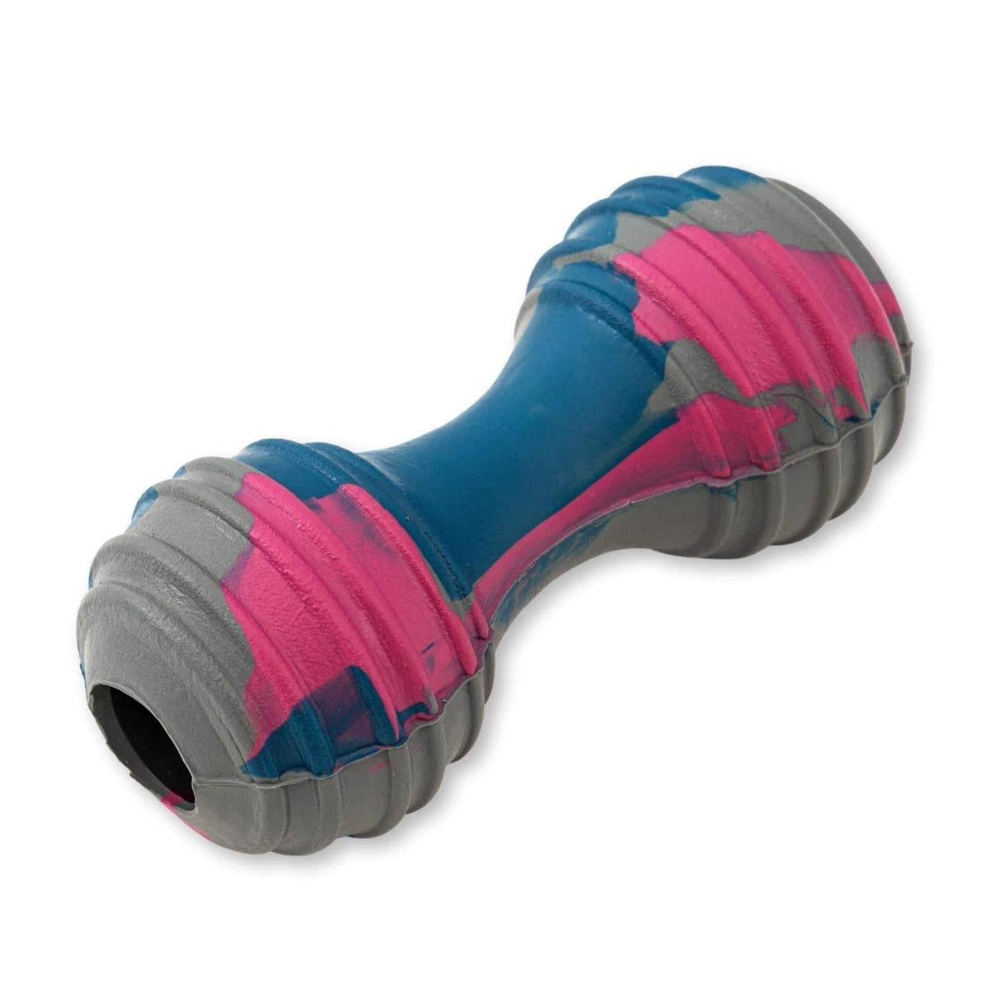 Natural rubber dumbbell dog chew toy for durable, safe, and interactive play