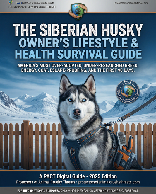 Cover of the 2025 Siberian Husky Owner’s Lifestyle and Health Survival Guide by PACT