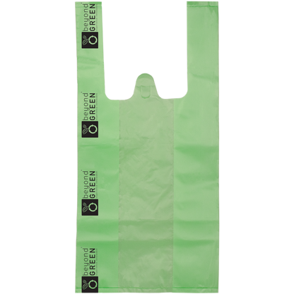 Green cat litter pick-up bag with handles, pack of 50, leak-resistant and unscented for easy waste disposal
