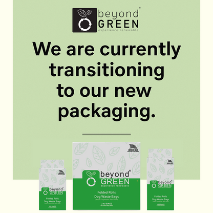 Beyond Green 45 count compact durable dog poop bags with eco-friendly minimalist packaging