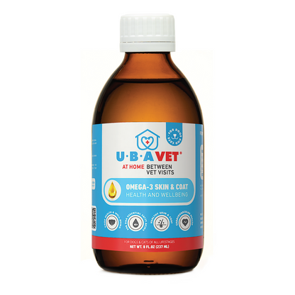 UBAVET Omega-3 Skin & Coat Health and Wellbeing Liquid for dogs and cats, 8 fl oz bottle